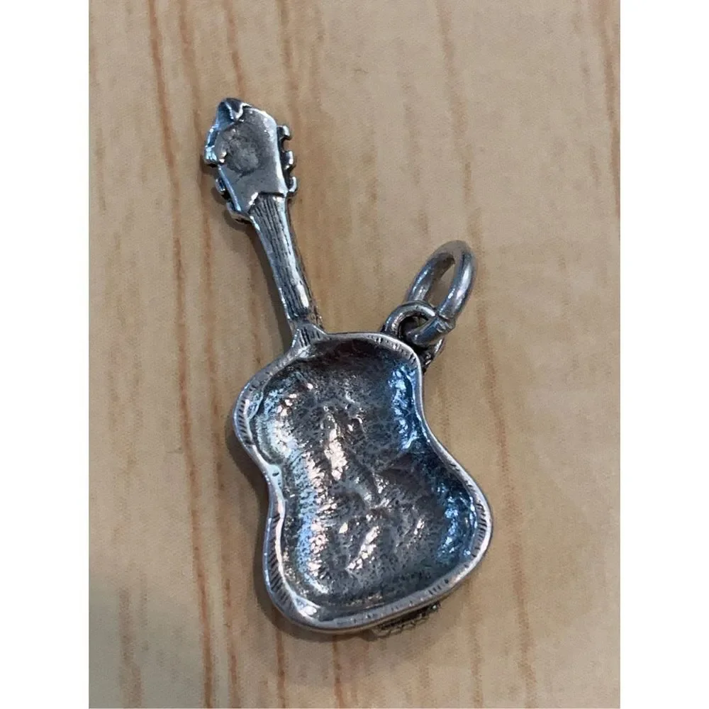 Guitar Music Sterling Silver Jewelry Charm - Picture 4 of 7
